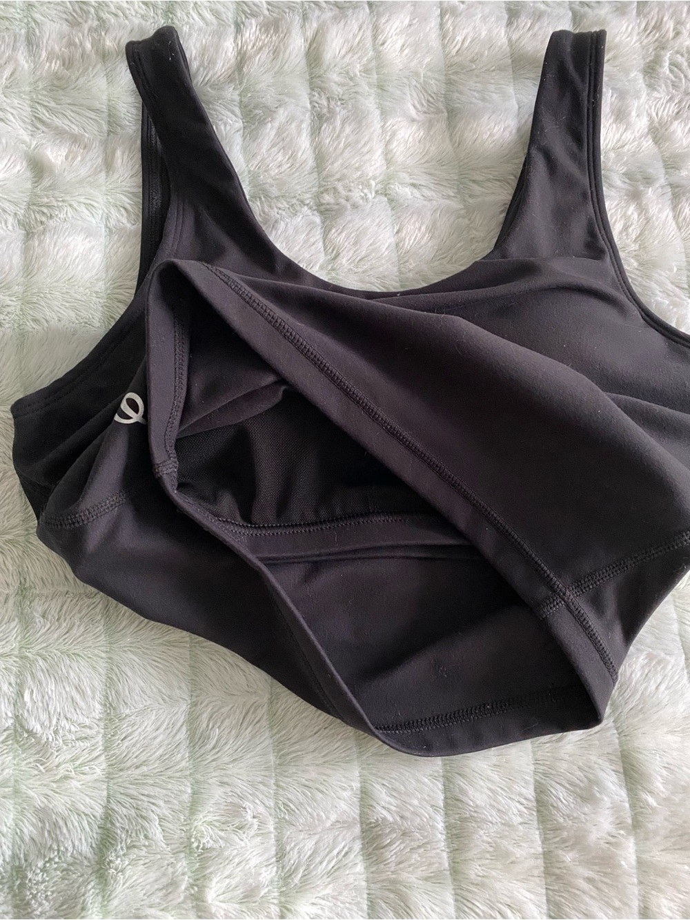 P’tula Cropped Tank with Built-in Bra — Black, Small - Picture 6 of 9